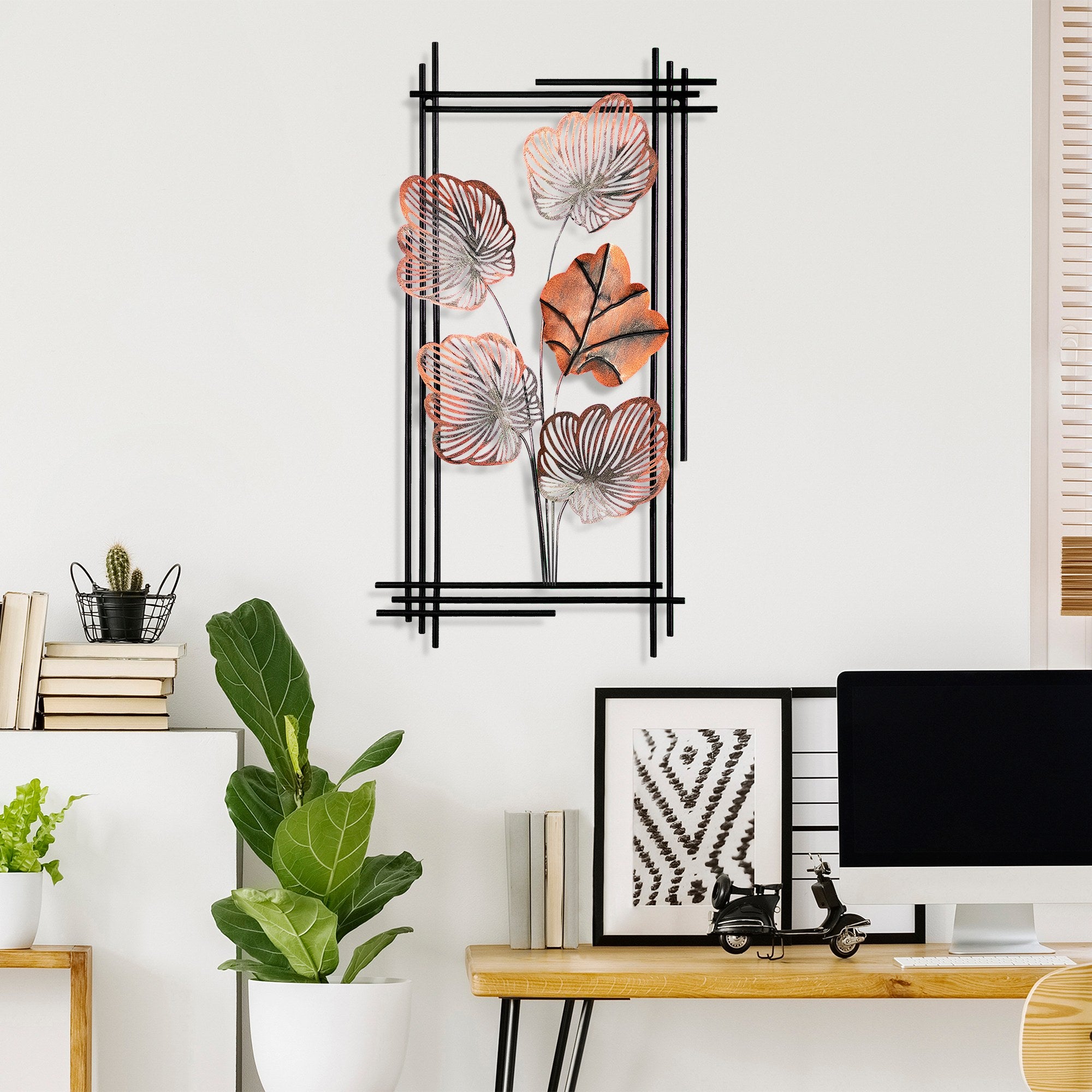 Arte de Parede Metálica Daiyu 4 Multicolor - Acessório Decorativo Artesanal 48x87cm