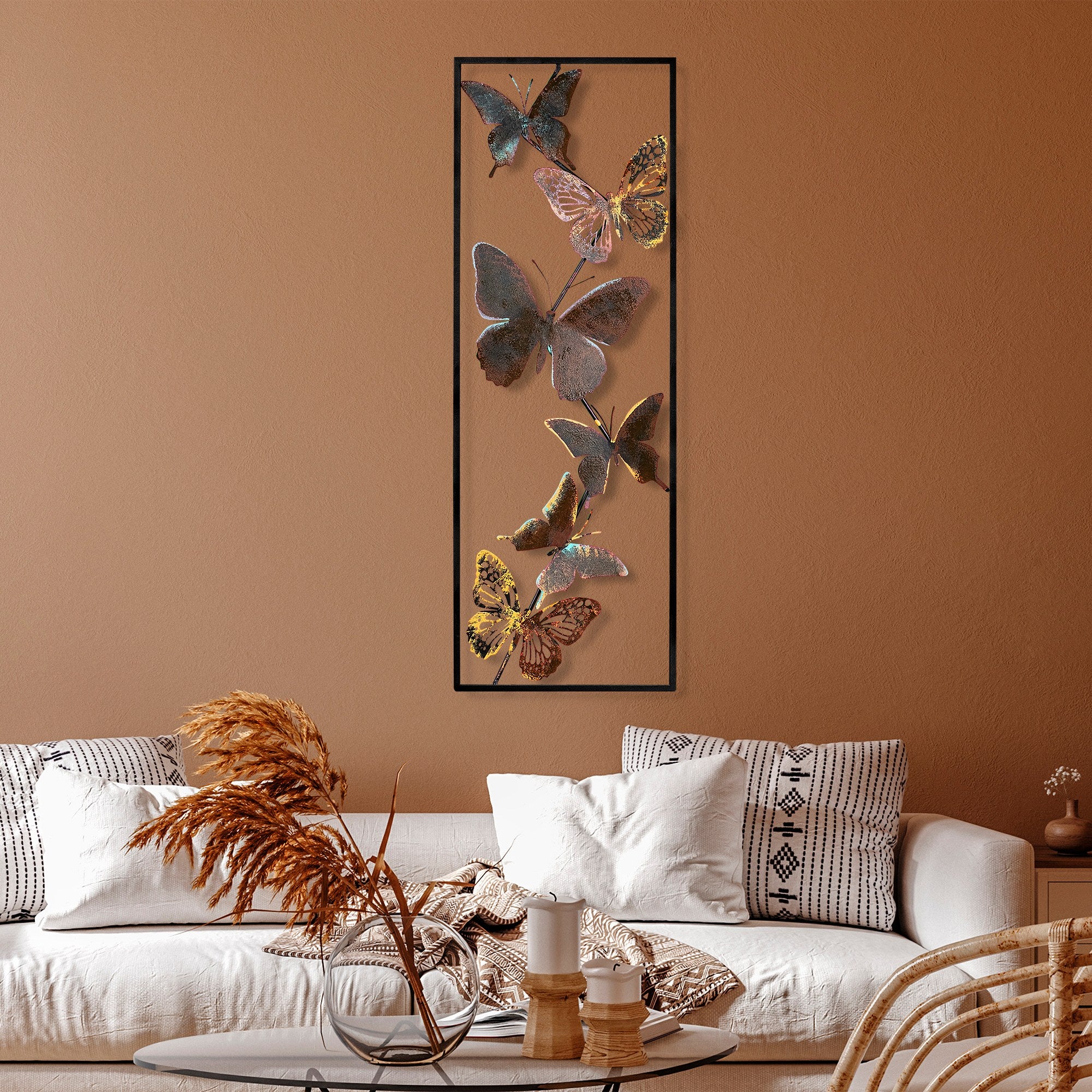 Acessório Decorativo de Parede Tavus 2 - Metal Multicolor Artesanal 32x90cm