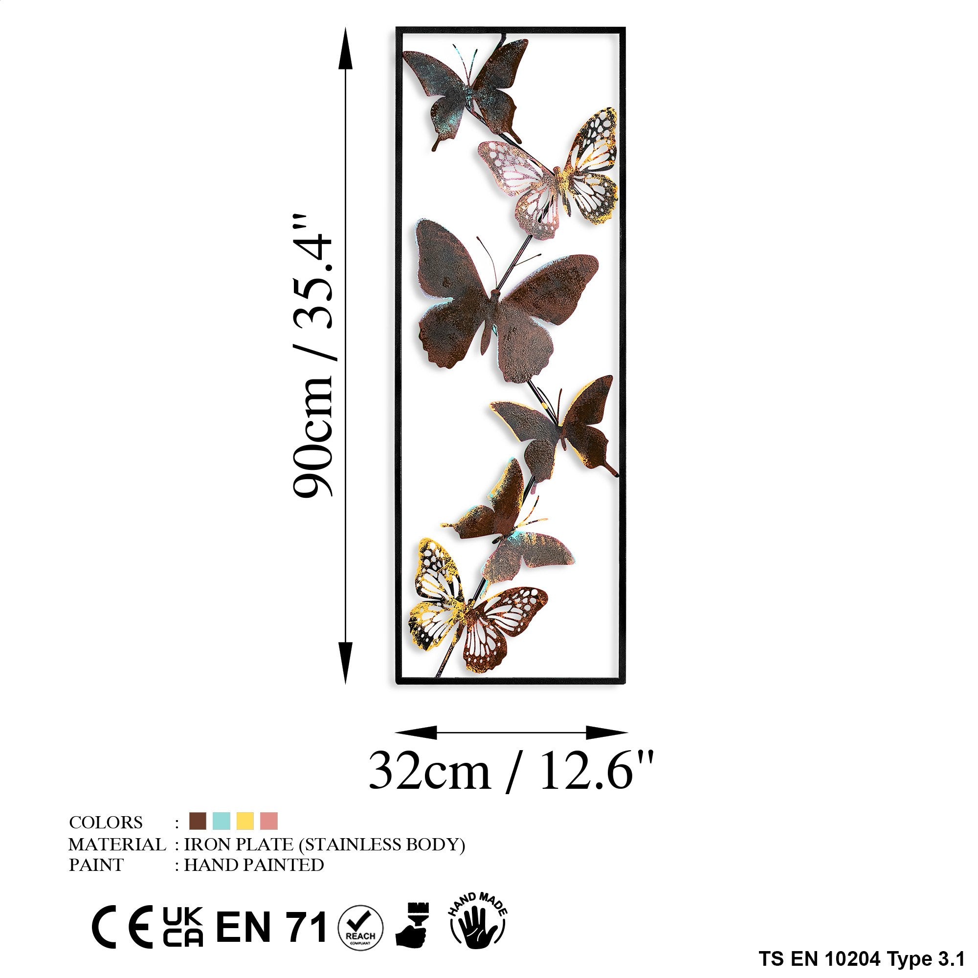 Acessório Decorativo de Parede Tavus 2 - Metal Multicolor Artesanal 32x90cm