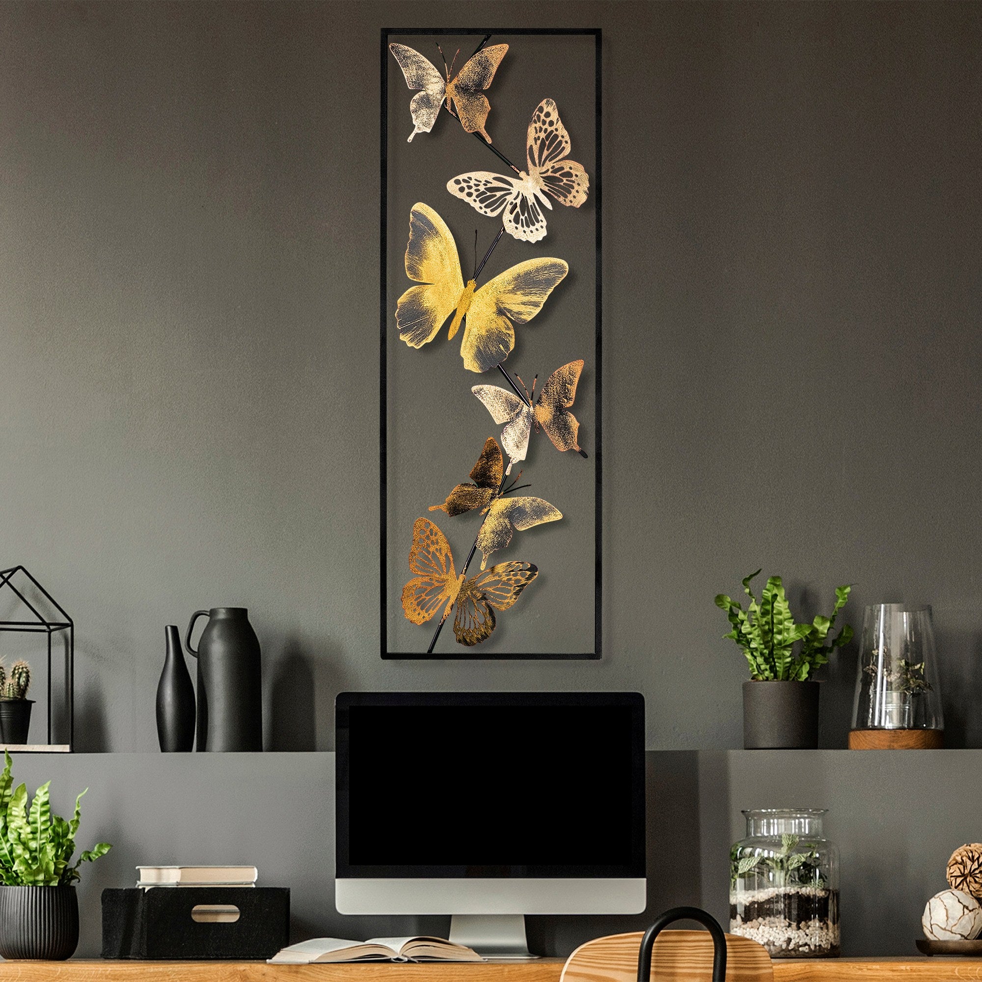 Acessório Decorativo de Parede Tavus 3 - Metal Multicolor Artesanal 32x90cm