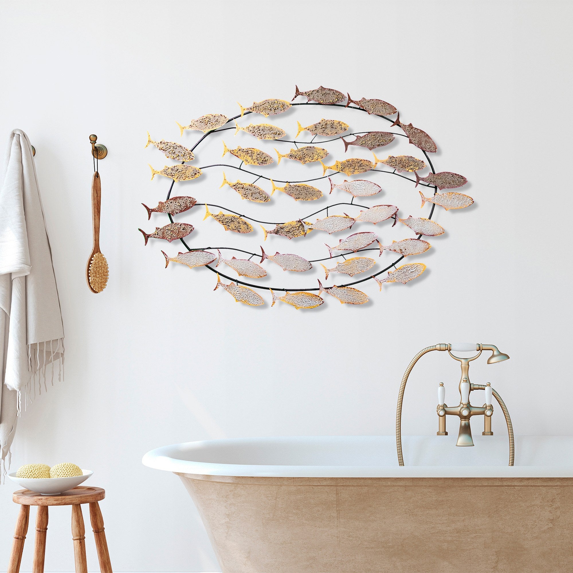 Acessório Decorativo de Parede Alabalık 2 - Metal Multicolor Artesanal 94x58cm