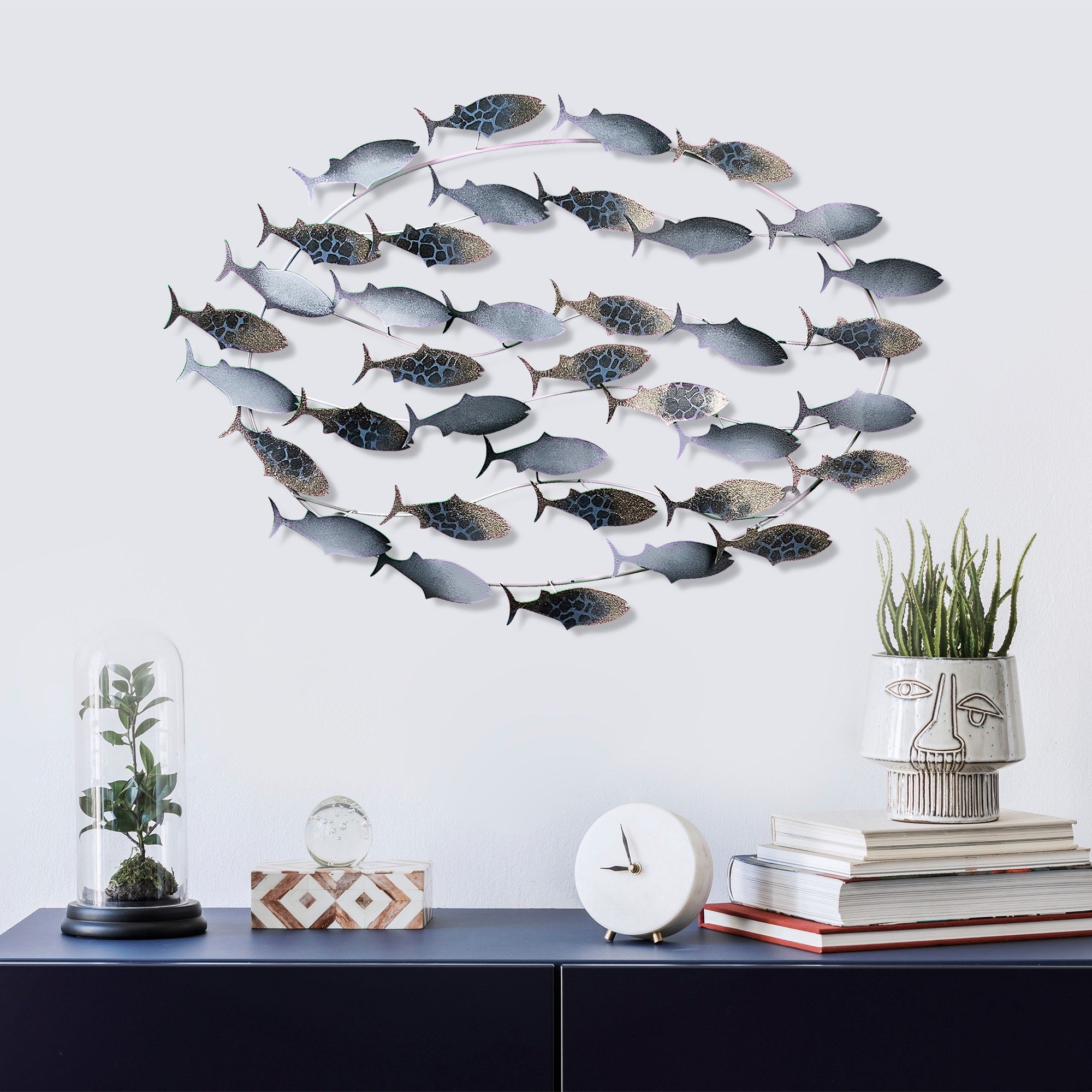 Acessório Decorativo de Parede Alabalık 3 - Metal Multicolor Artesanal 94x58cm
