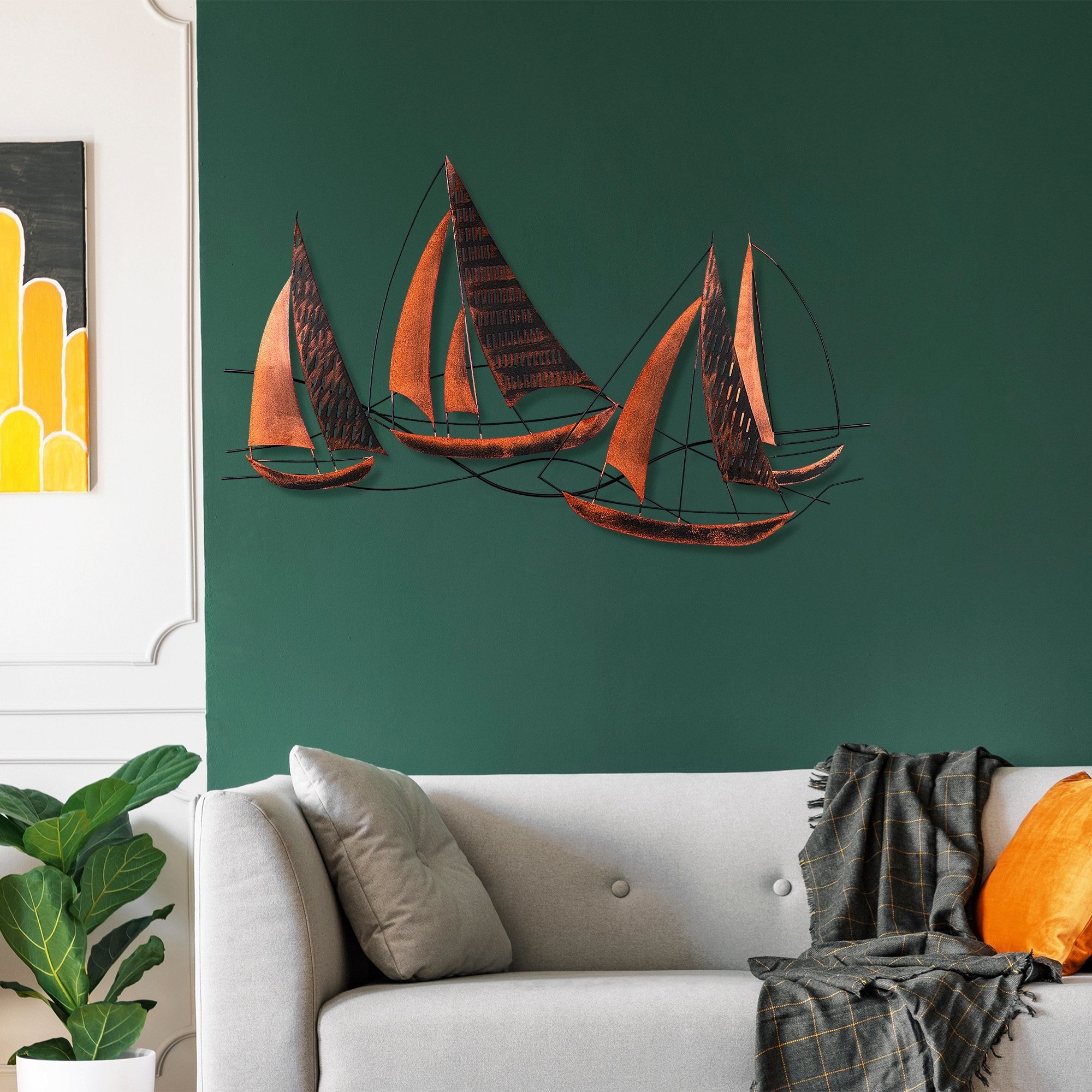 Arte de Parede Metálica Barbaros 3 - Acessório Decorativo Artesanal Multicolor 125x74cm
