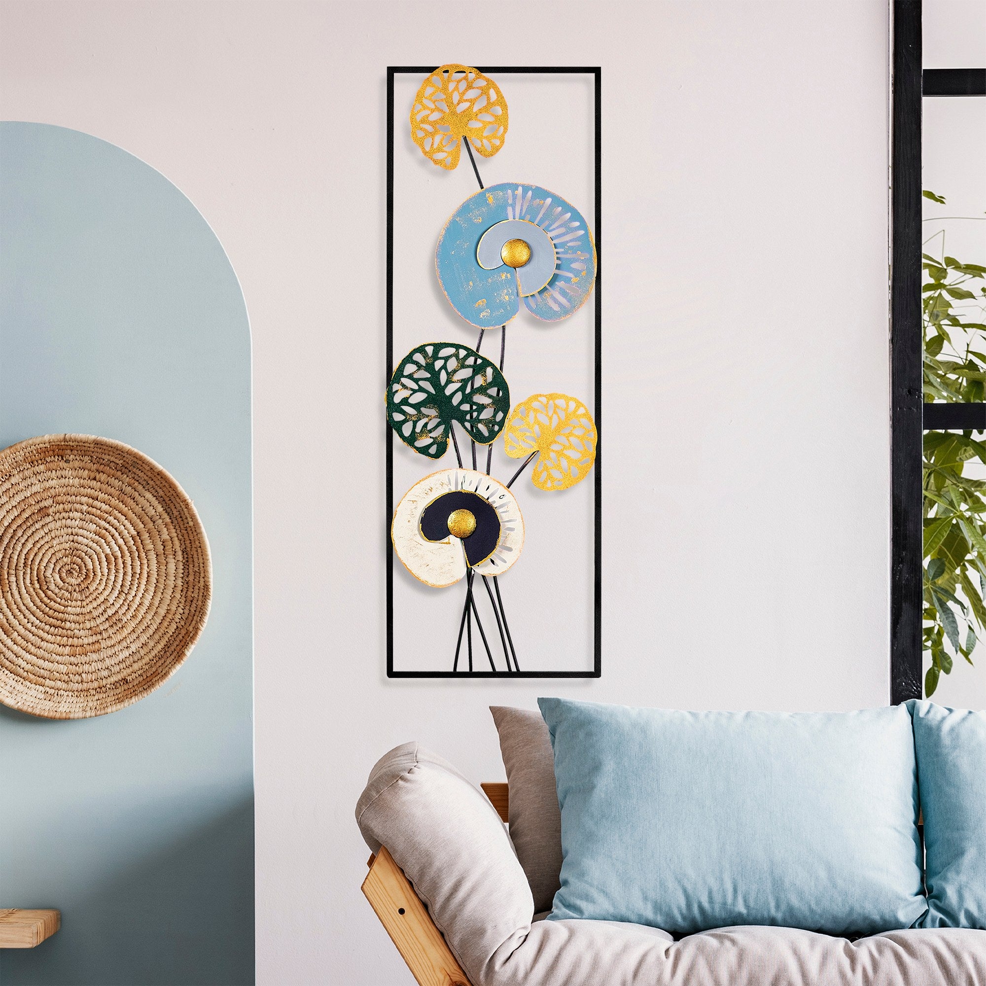 Acessório Decorativo de Parede em Metal Multicolor - Videira Artesanal 32x90cm