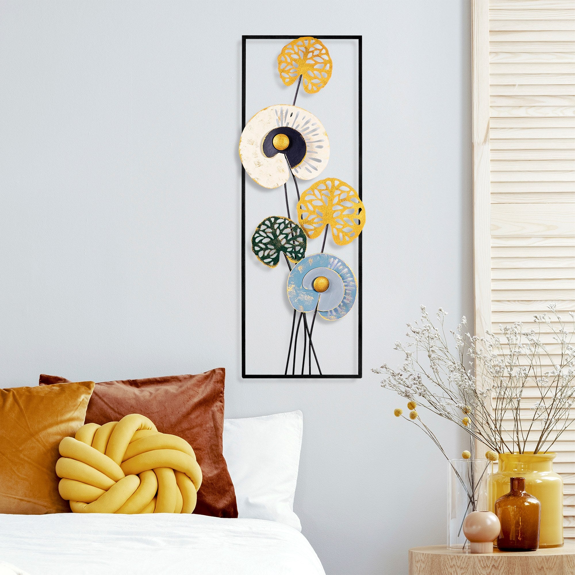 Acessório Decorativo de Parede em Metal - Videira Multicolor 32x90cm Artesanal