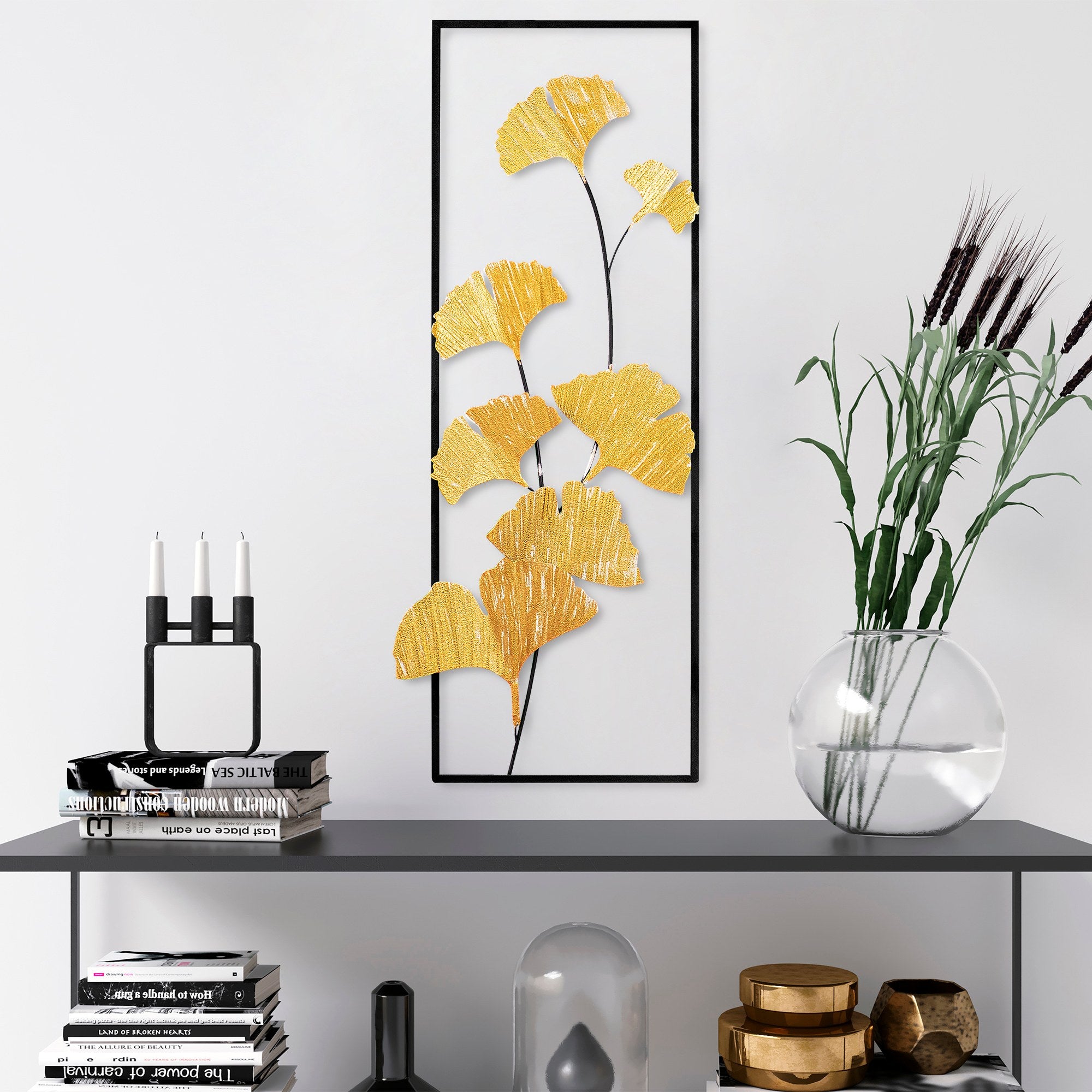 Arte de Parede Metálica Decorativa Raspberry 2 Multicolor - Peça Artesanal 32x90cm para Decoração de Interiores