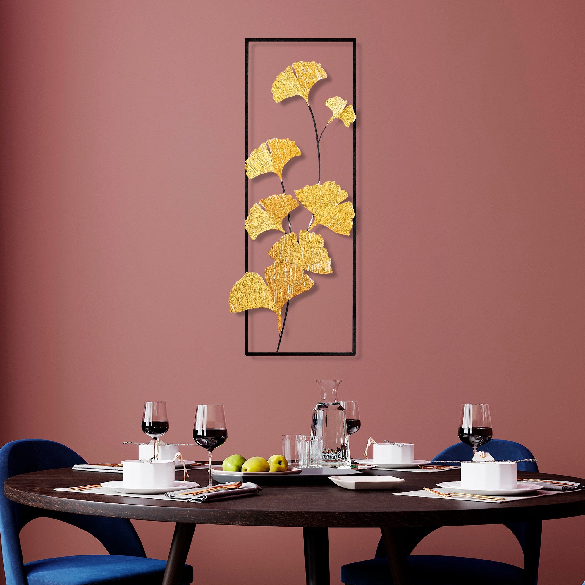 Arte de Parede Metálica Decorativa Raspberry 2 Multicolor - Peça Artesanal 32x90cm para Decoração de Interiores