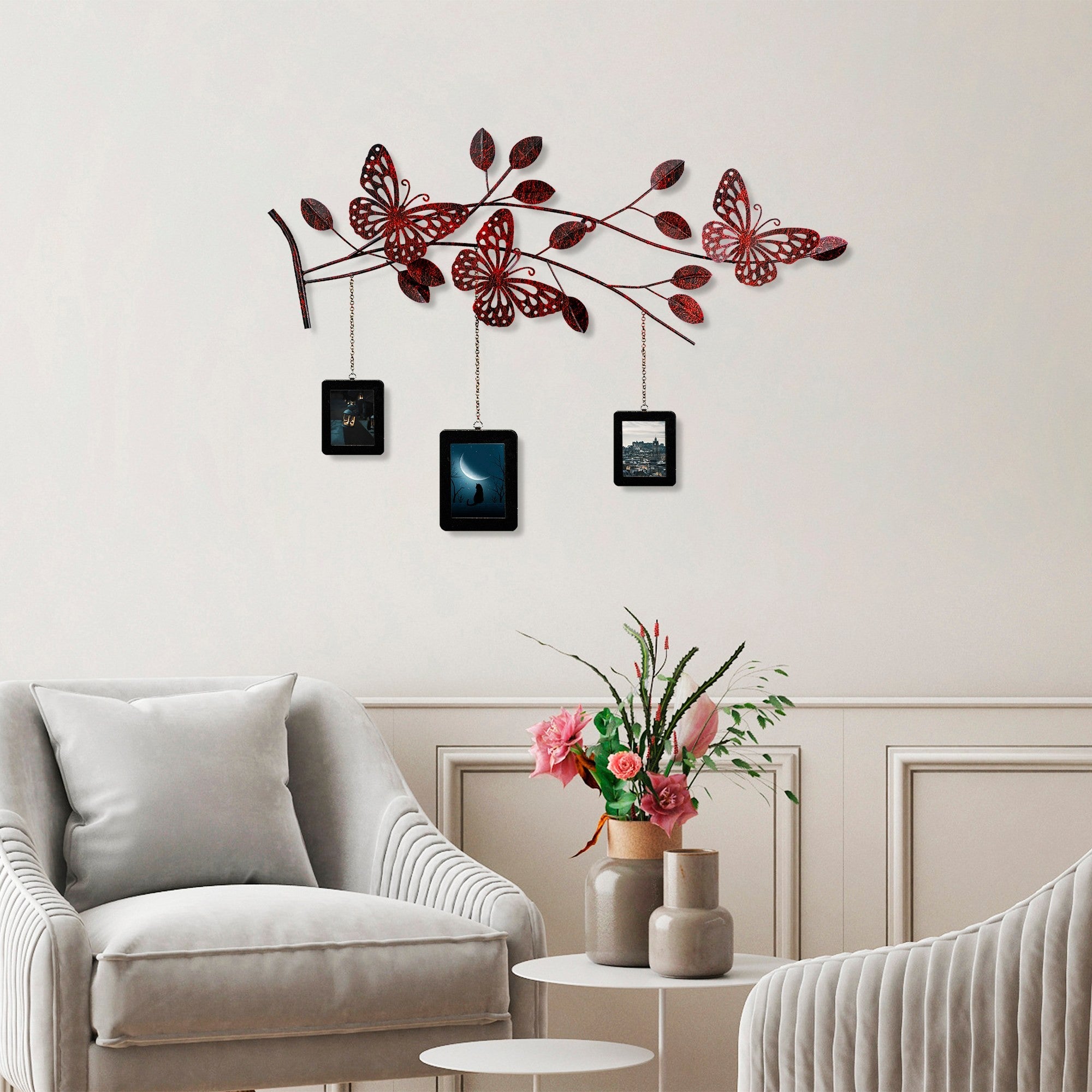 Arte de Parede Metálica Dalvere 1 Multicolor - Acessório Decorativo Artesanal 93x65cm