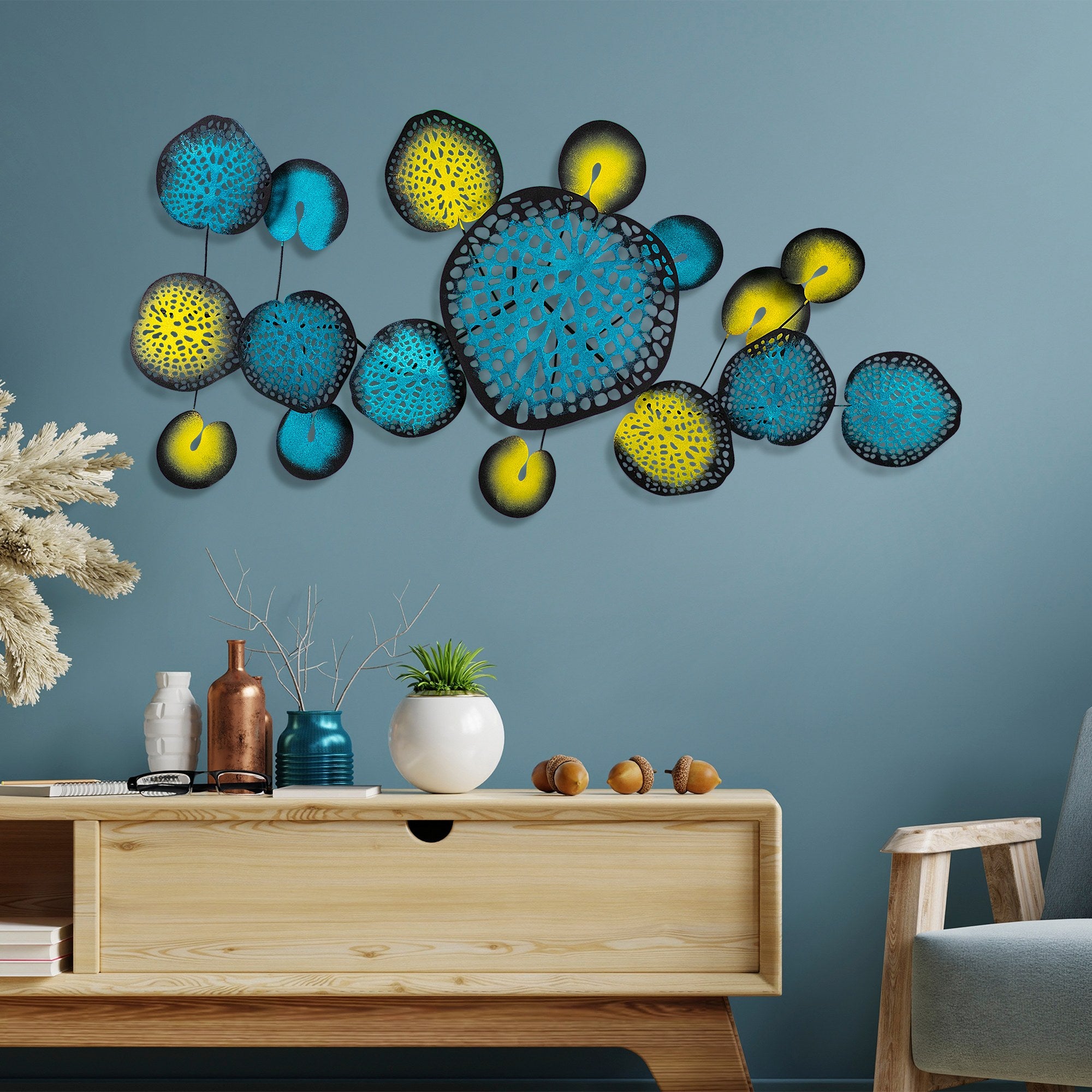 Acessório Decorativo de Parede Nenuharps 1 - Metal Multicolor Artesanal 125x62cm