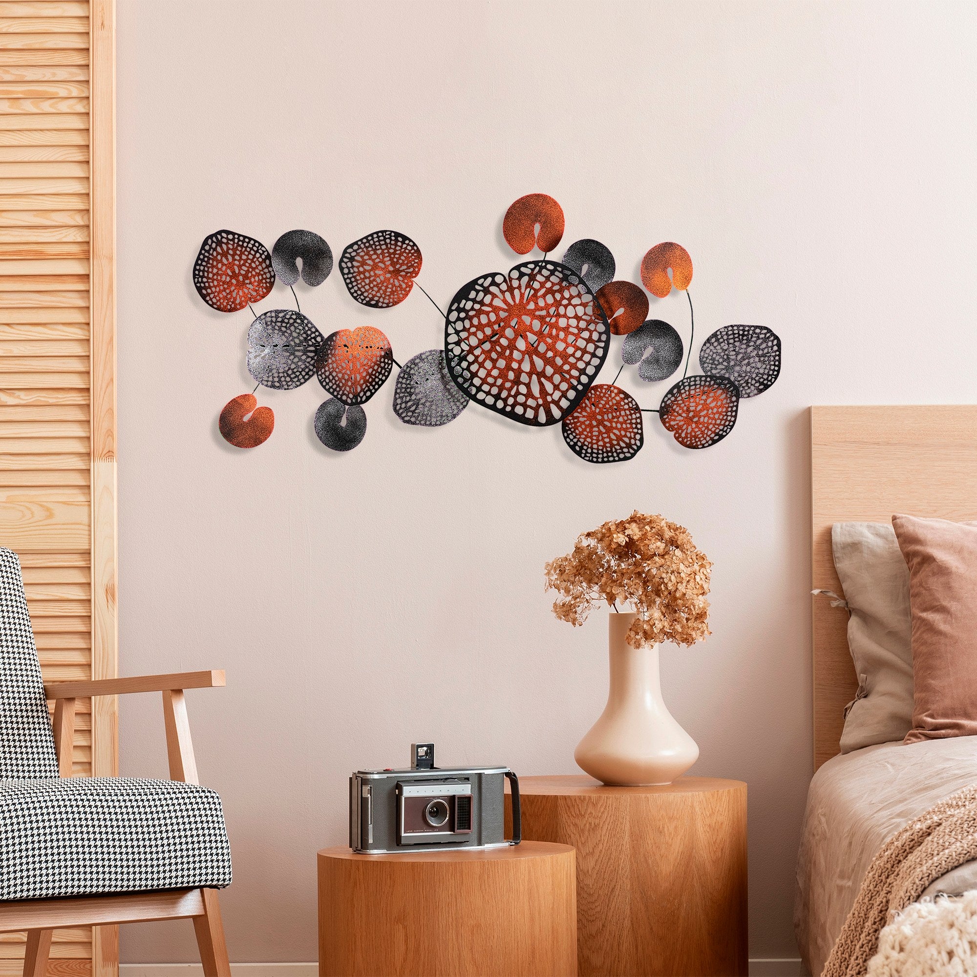 Arte de Parede Metálica Nenuharps 2 - Decoração Multicolor Artesanal 125x62cm