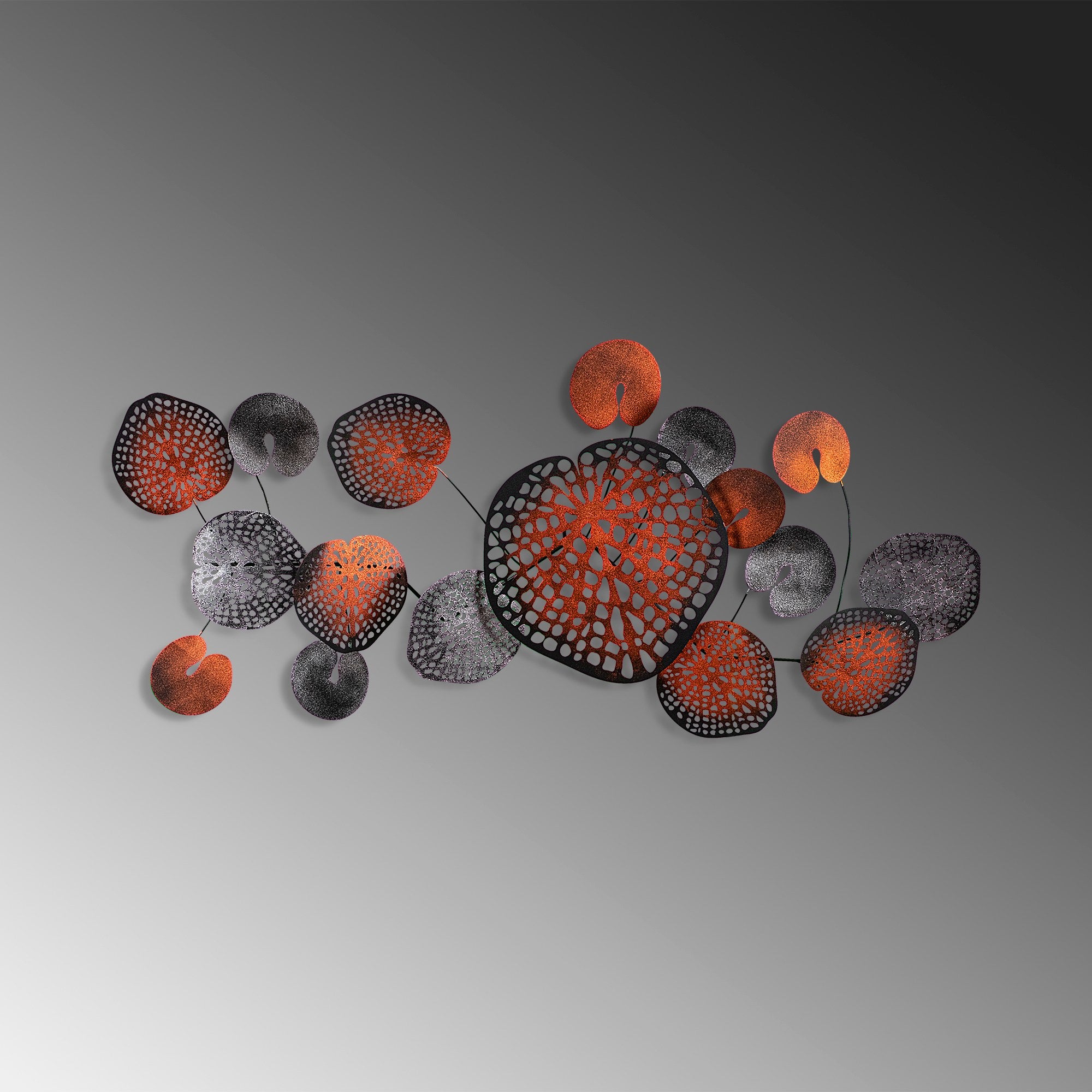 Arte de Parede Metálica Nenuharps 2 - Decoração Multicolor Artesanal 125x62cm