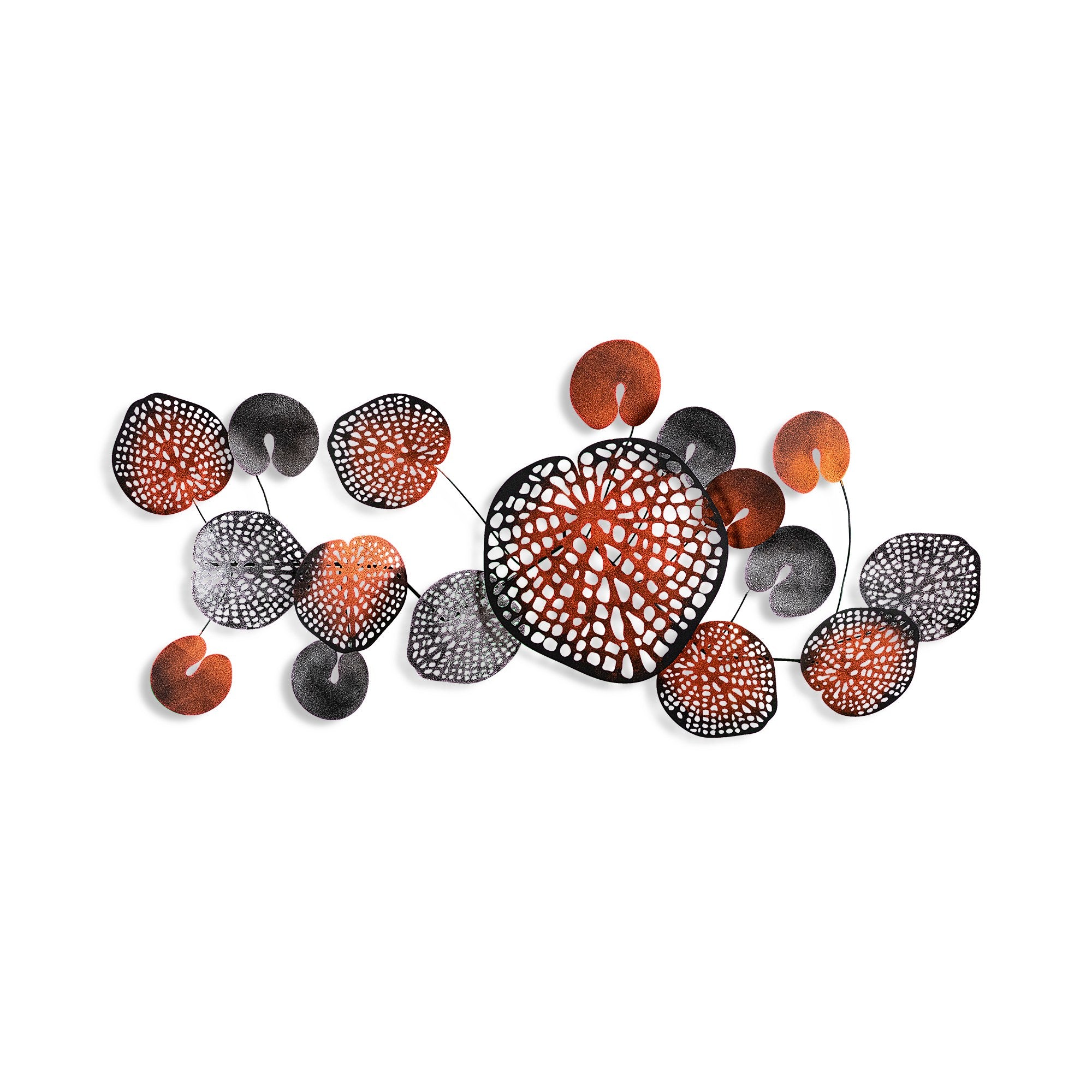 Arte de Parede Metálica Nenuharps 2 - Decoração Multicolor Artesanal 125x62cm