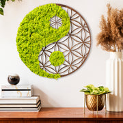 Acessório de parede decorativo feito à mão, verde e marrom, 44 x 1 x 44 cm | 100% MDF/MUSGO, 9 mm de espessura | Design exclusivo com variações naturais para decoração de casa