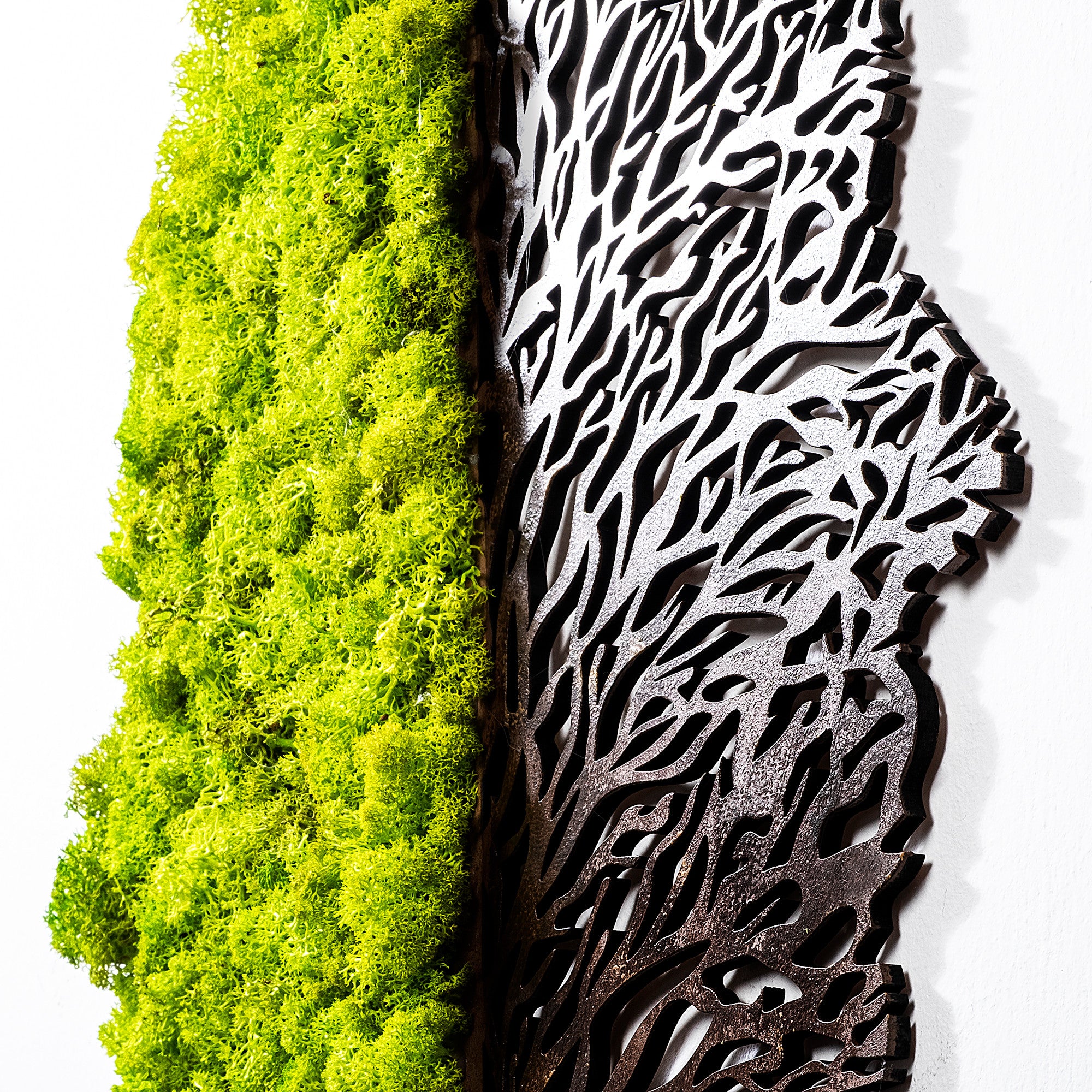 Acessório de parede decorativo feito à mão, verde e marrom, 45 x 1 x 56 cm | 100% MDF/MOSS, 6 mm de espessura | Design exclusivo, perfeito para decoração de casa e paredes de destaque
