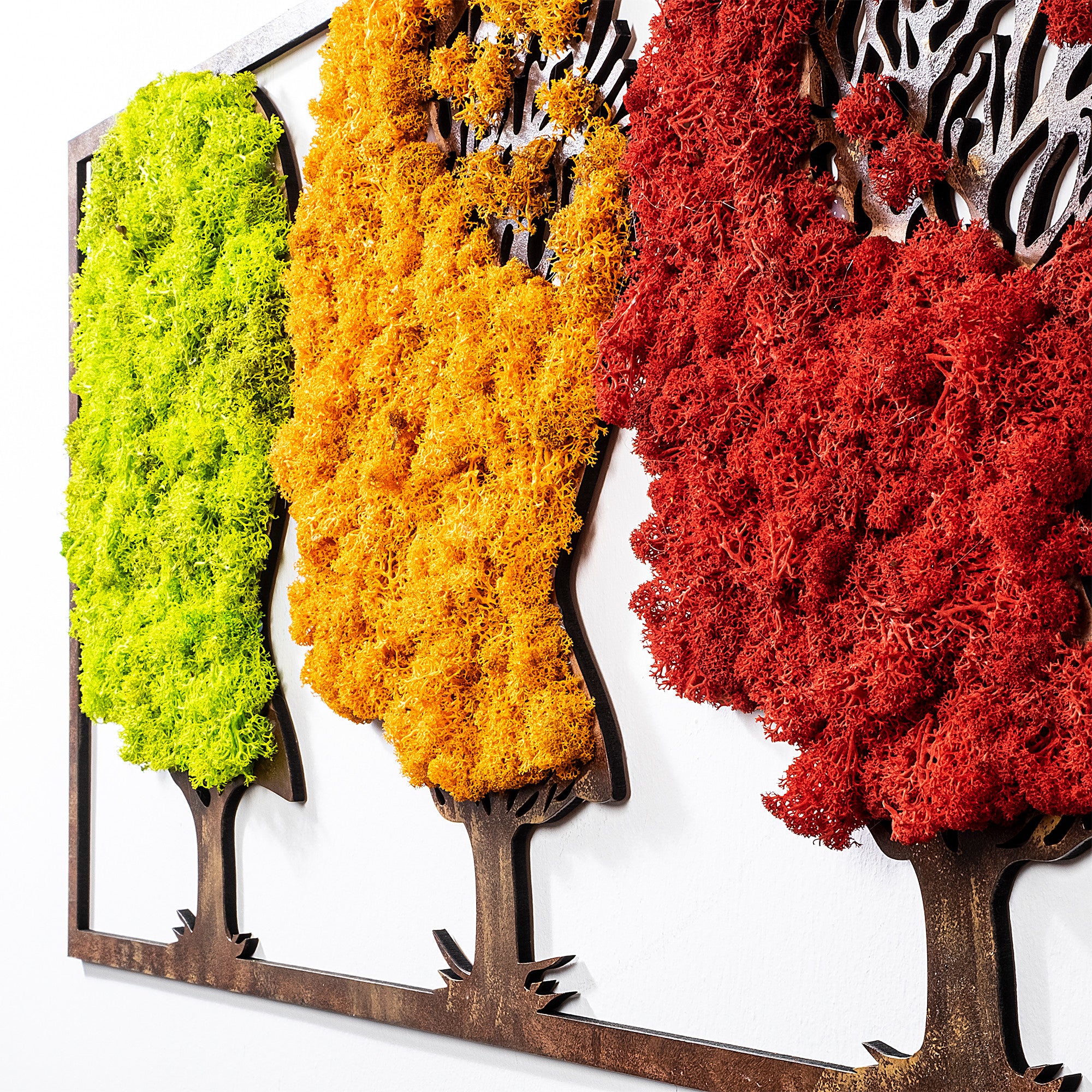 Acessório de parede decorativo feito à mão, 86 x 1 x 43 cm | 100% MDF/MOSS, 6 mm de espessura | Design exclusivo em verde, laranja e vermelho, perfeito para decoração de casa!
