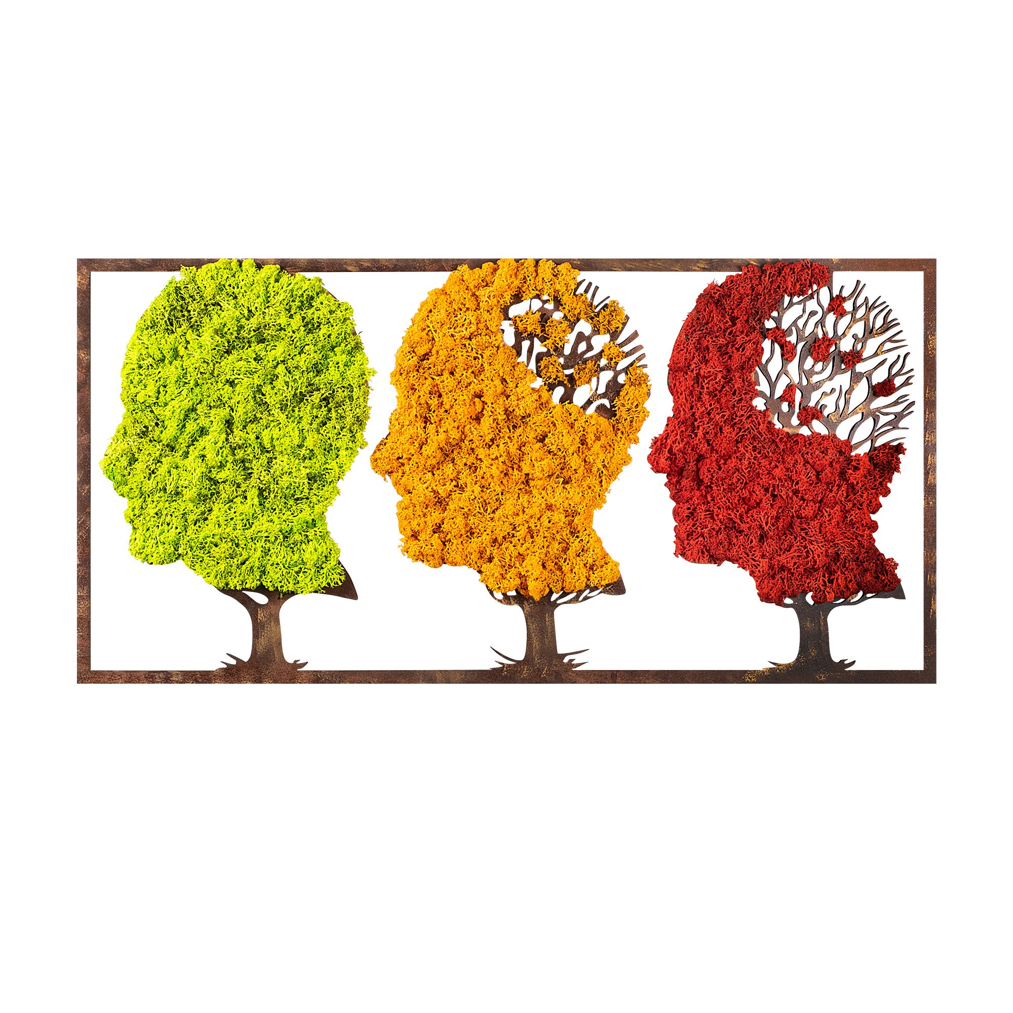 Acessório de parede decorativo feito à mão, 86 x 1 x 43 cm | 100% MDF/MOSS, 6 mm de espessura | Design exclusivo em verde, laranja e vermelho, perfeito para decoração de casa!