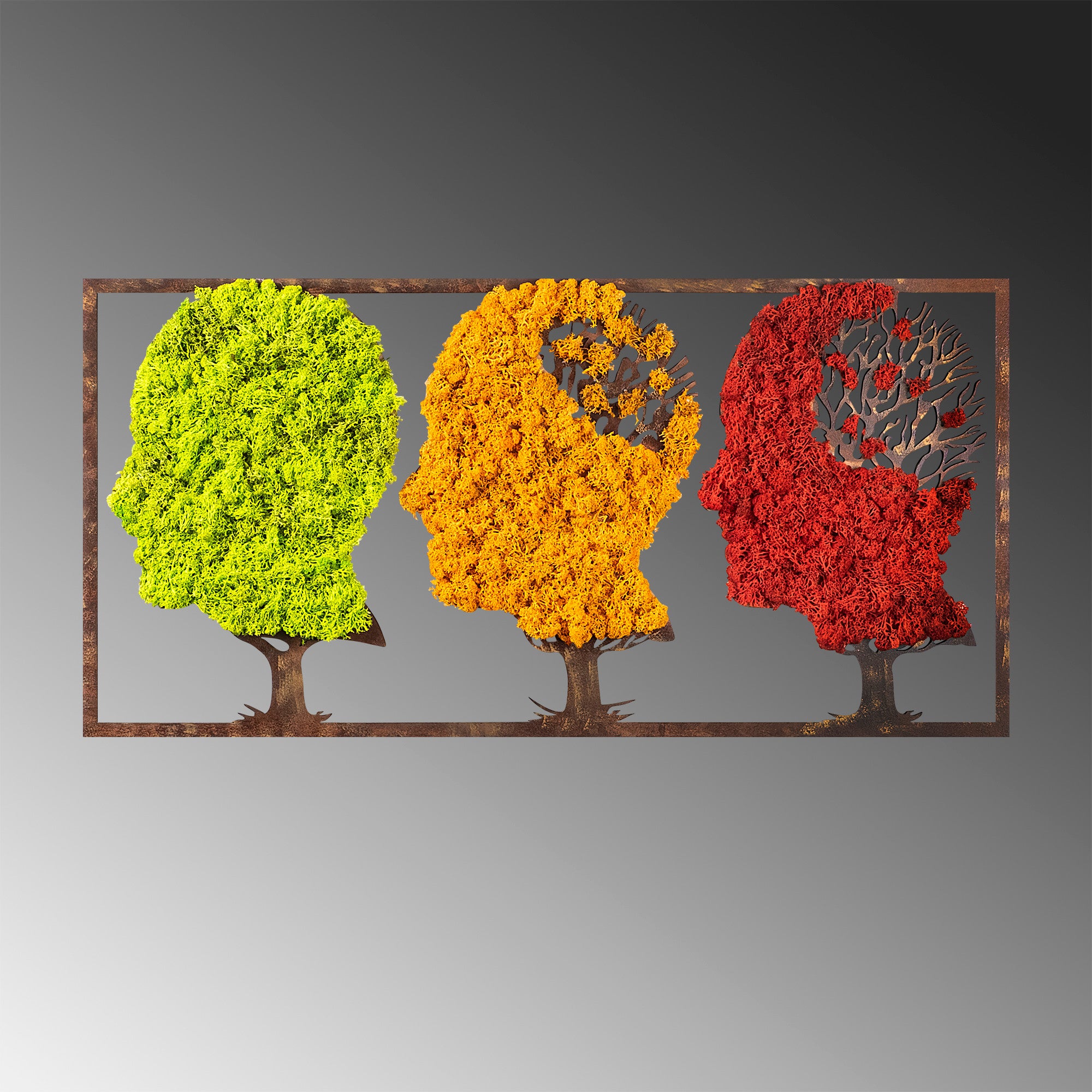 Acessório de parede decorativo feito à mão, 86 x 1 x 43 cm | 100% MDF/MOSS, 6 mm de espessura | Design exclusivo em verde, laranja e vermelho, perfeito para decoração de casa!