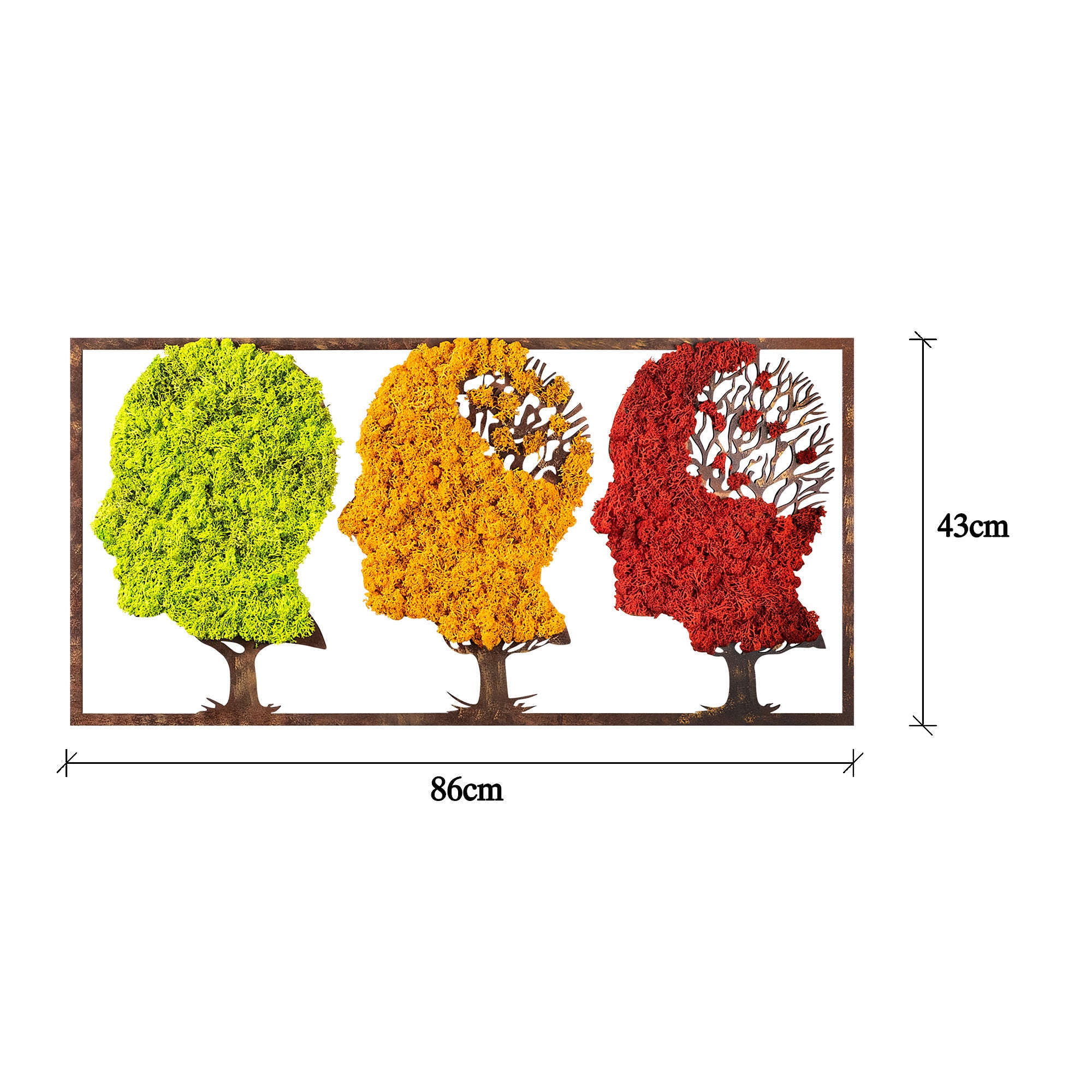 Acessório de parede decorativo feito à mão, 86 x 1 x 43 cm | 100% MDF/MOSS, 6 mm de espessura | Design exclusivo em verde, laranja e vermelho, perfeito para decoração de casa!