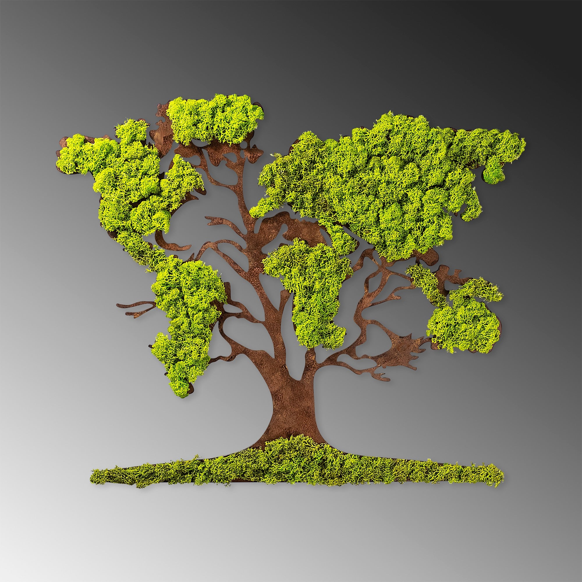 Acessório de parede decorativo feito à mão, verde e marrom, 71 x 1 x 59 cm | 100% MDF/MUSGO, 6 mm de espessura | Design exclusivo com variações naturais para decoração de casa