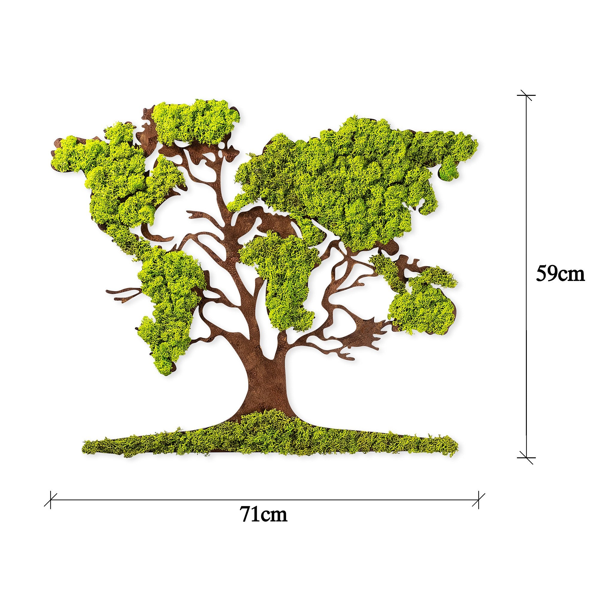 Acessório de parede decorativo feito à mão, verde e marrom, 71 x 1 x 59 cm | 100% MDF/MUSGO, 6 mm de espessura | Design exclusivo com variações naturais para decoração de casa
