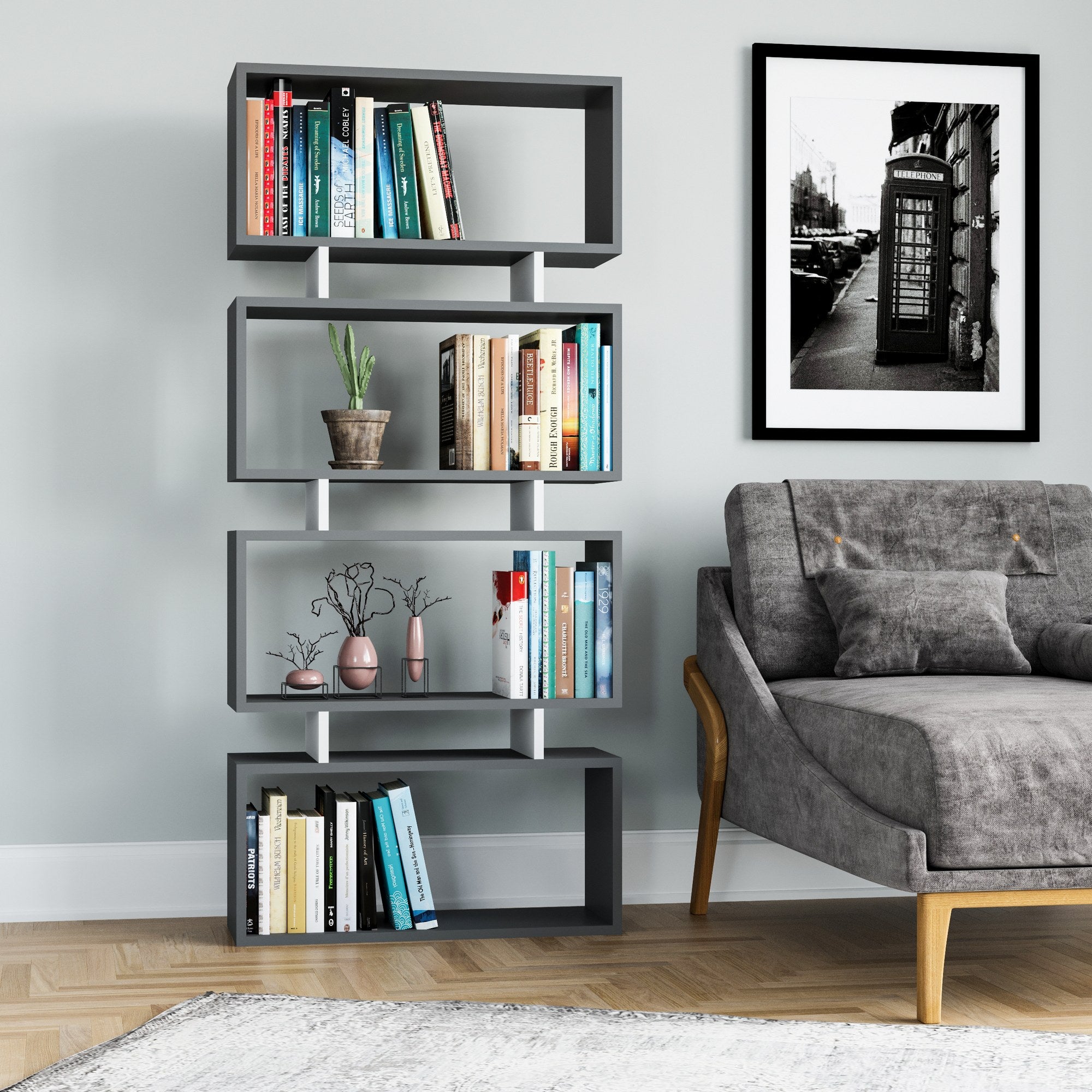 Estante de livros-Langdon-Antracite
Branco