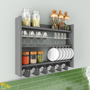 Prateleira de cozinha elegante, antracite, 85 x 15 x 65 cm | Painel de partículas 100% revestido de melamina, 18 mm de espessura | Montável na parede com inúmeras prateleiras