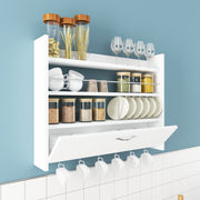 Prateleira de cozinha – 85 x 15 x 65 cm – Branca – Painel de partículas revestido a melamina