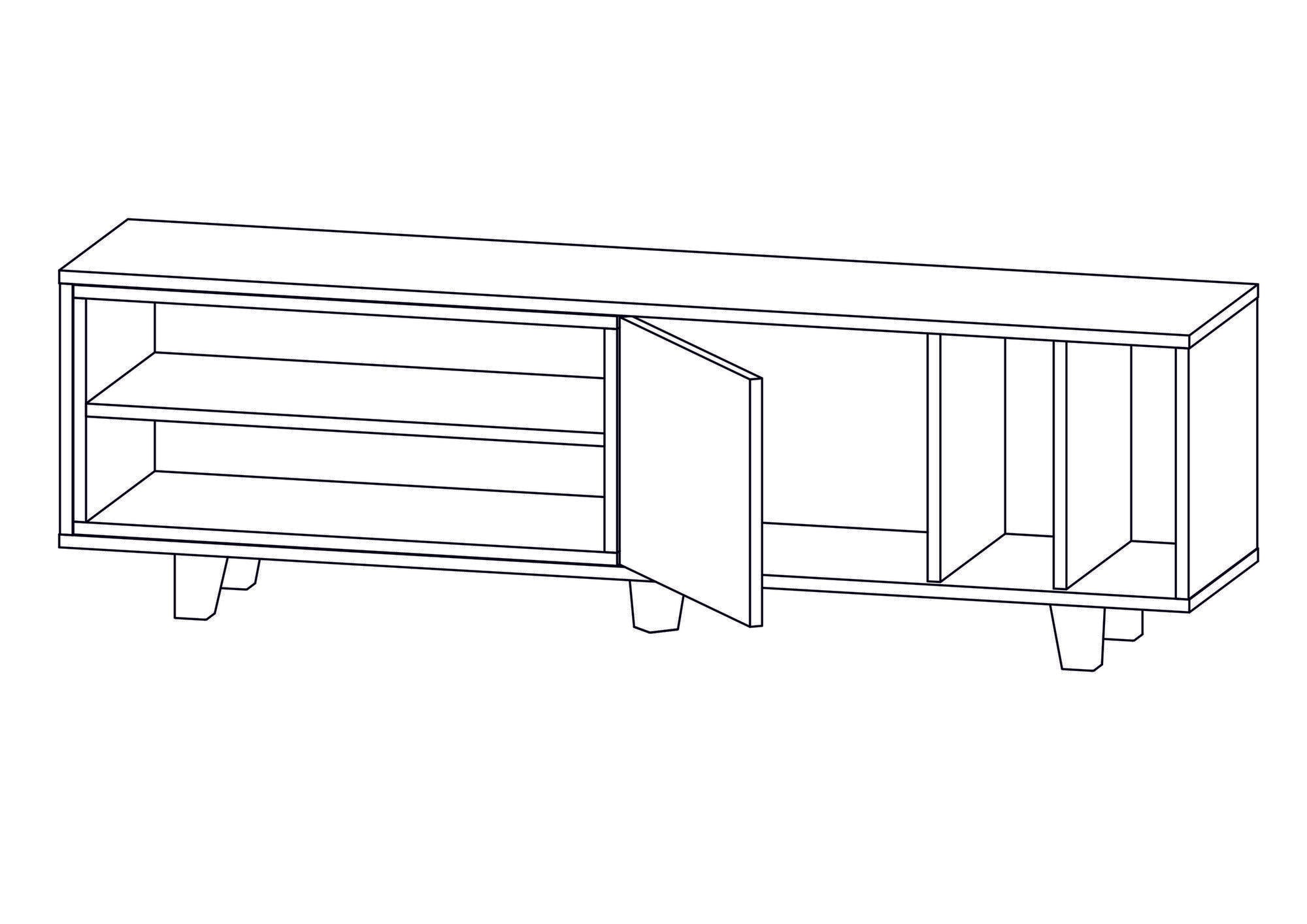 Mesa de TV em Carvalho com Múltiplas Prateleiras - 160cm de Largura, Fixação na Parede Incluída