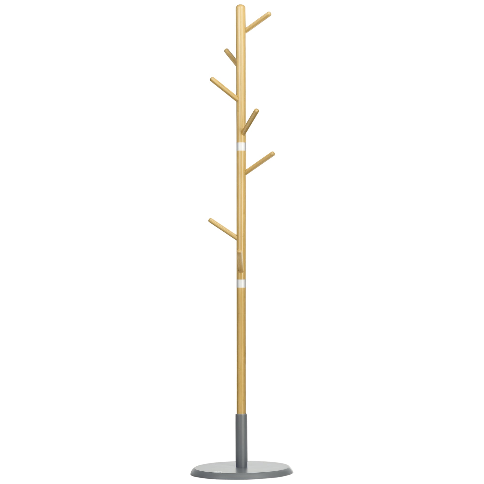 Cabide de Pé Moderno Branco e Cinza Ø37,8x175,6 cm