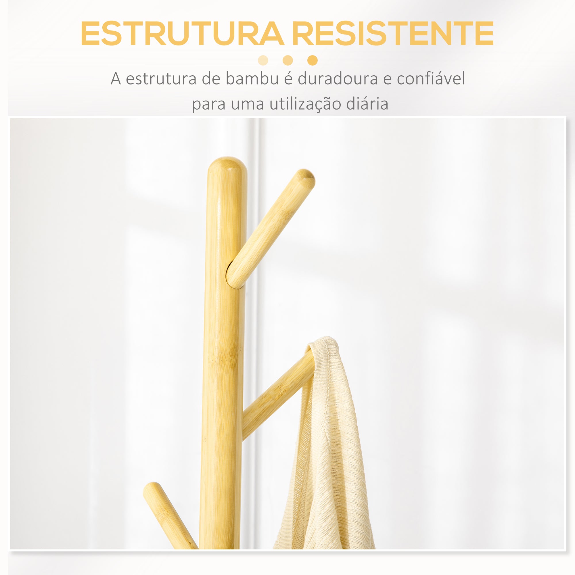 Cabide de Pé Moderno Branco e Cinza Ø37,8x175,6 cm
