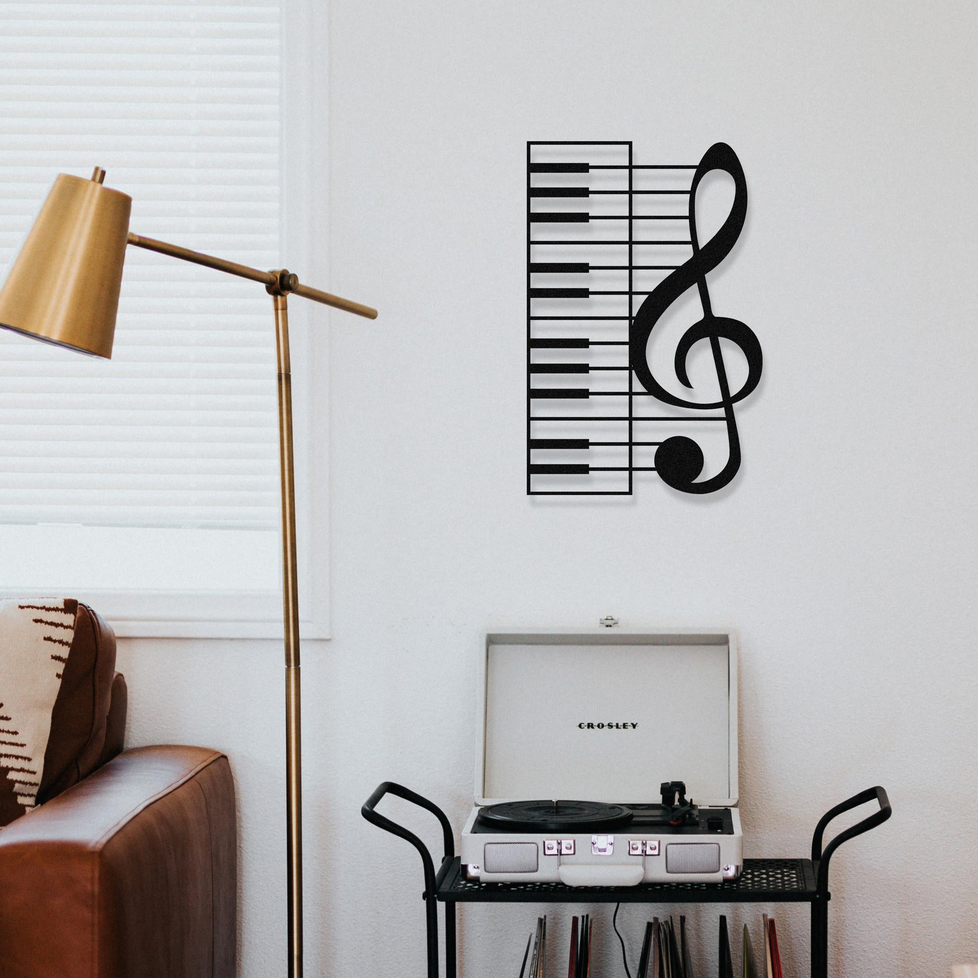 Acessório Decorativo de Parede Musical em Metal Preto 47x70cm