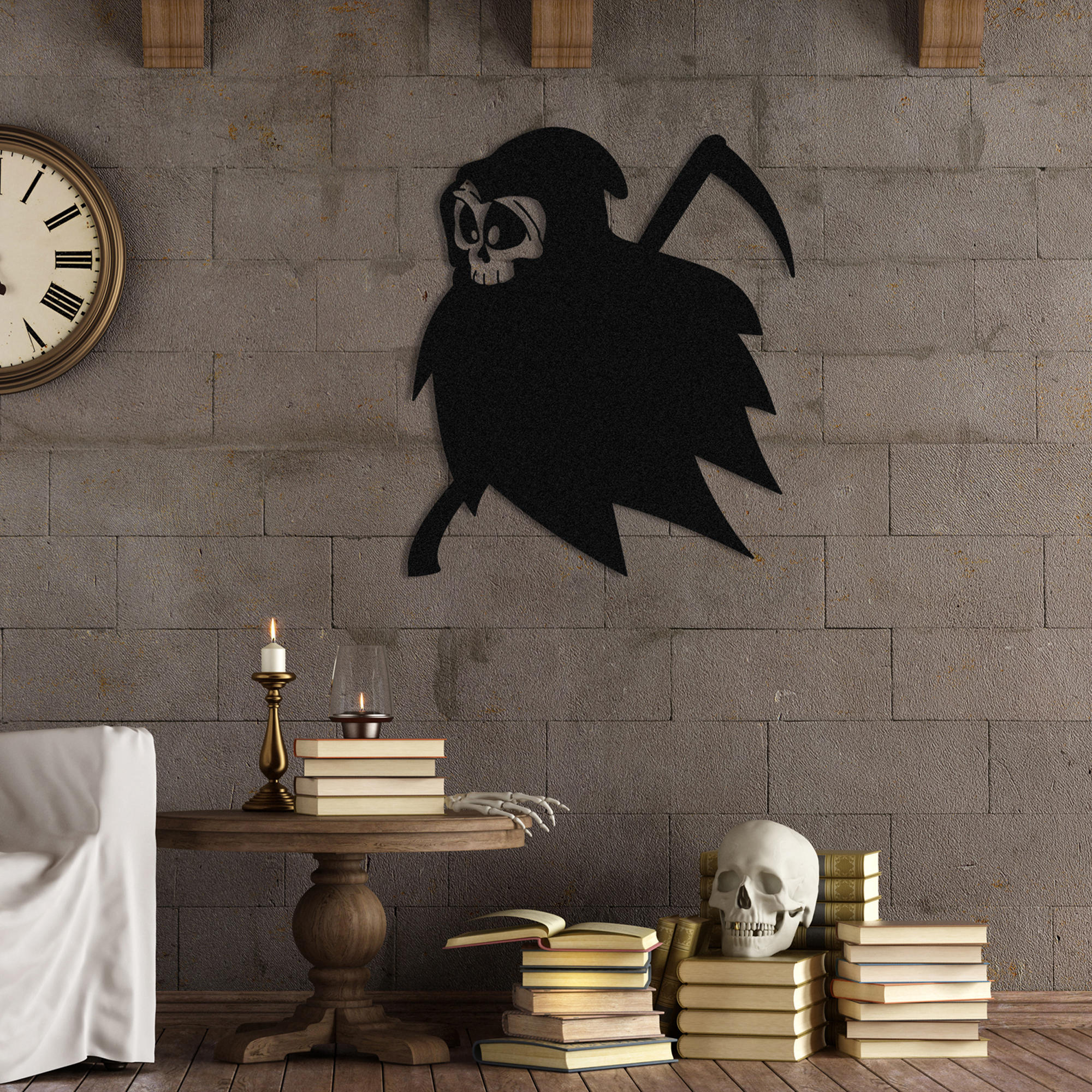 Decoração de Parede Metálica Halloween 8 - Acessório Preto em Metal 45x53cm