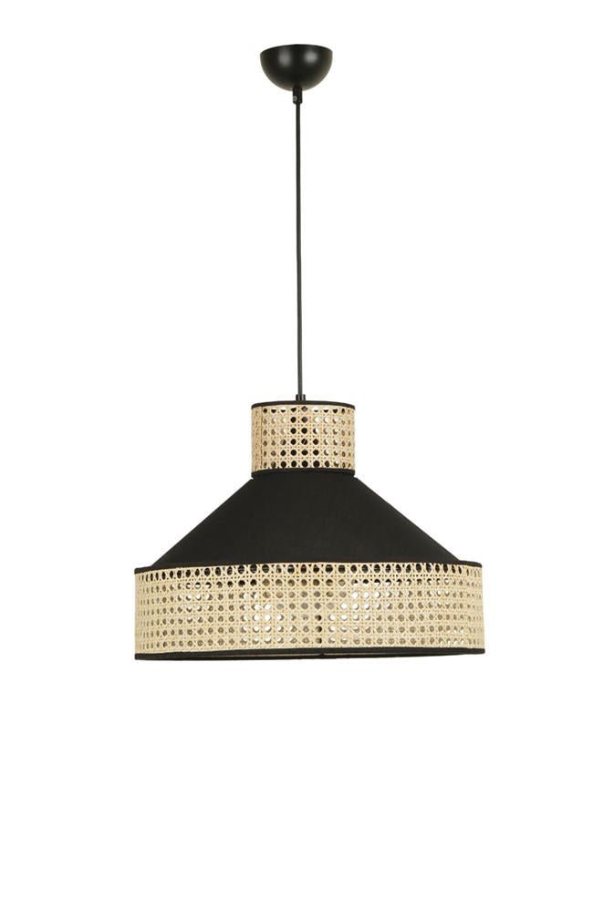 Candeeiro de Teto – 70 cm – Preto e Rattan