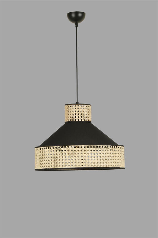 Candeeiro de Teto – 70 cm – Preto e Rattan