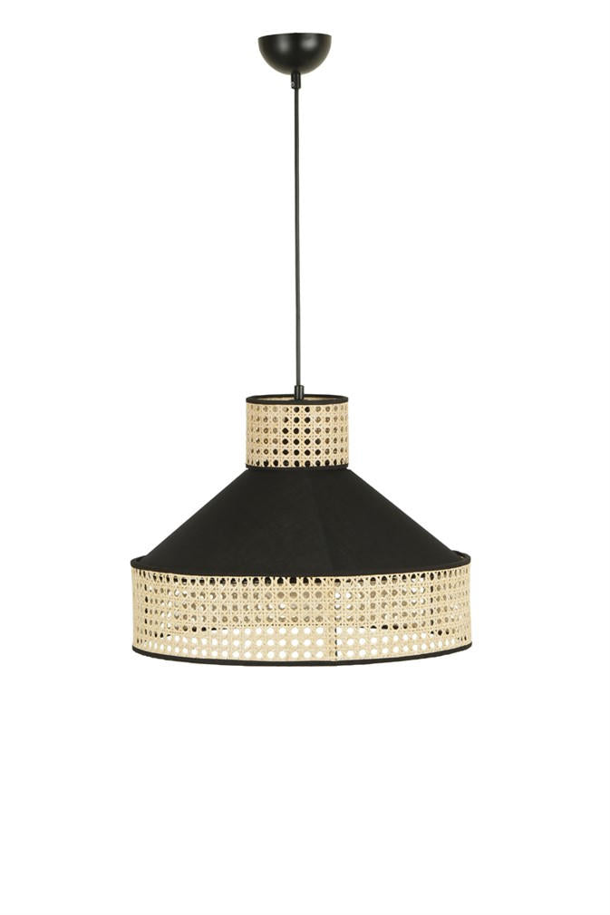 Candeeiro de Teto – 70 cm – Preto e Rattan