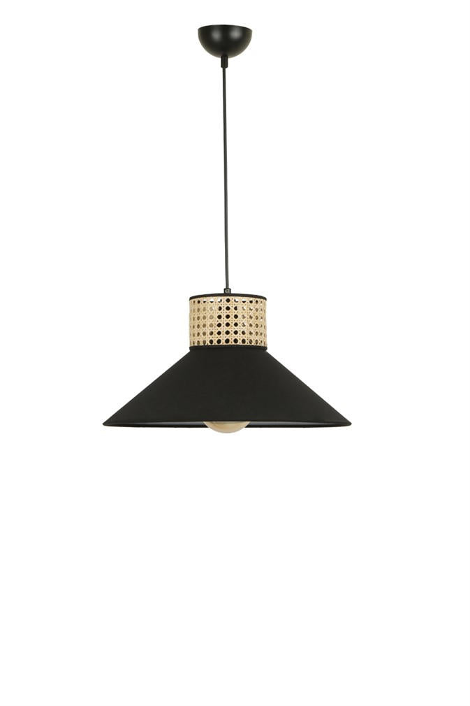 Candeeiro de Teto – 70 cm – Preto e Rattan