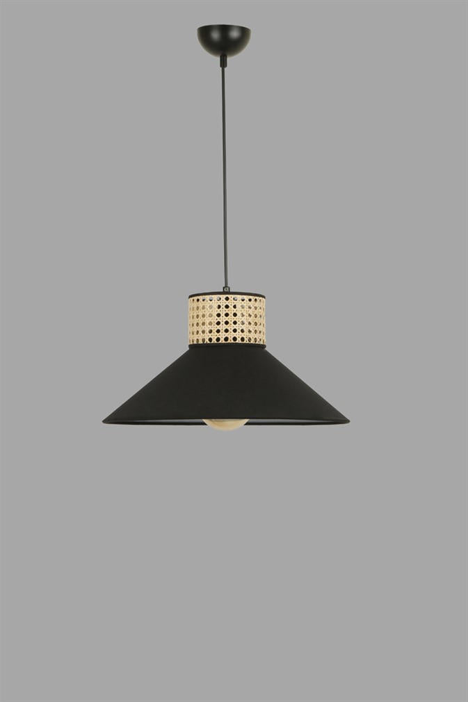 Candeeiro de Teto – 70 cm – Preto e Rattan
