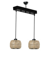 Candeeiro de Teto – 45 cm x 16 cm x 70 cm – Cor de rattan – Rattan