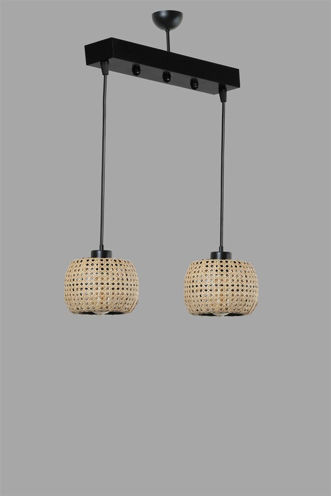 Candeeiro de Teto – 45 cm x 16 cm x 70 cm – Cor de rattan – Rattan