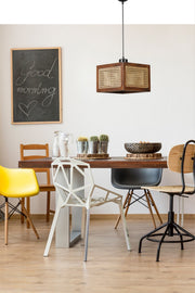 Candeeiro de Teto – 70 cm – Rattan e Nogueira – Madeira de Fir