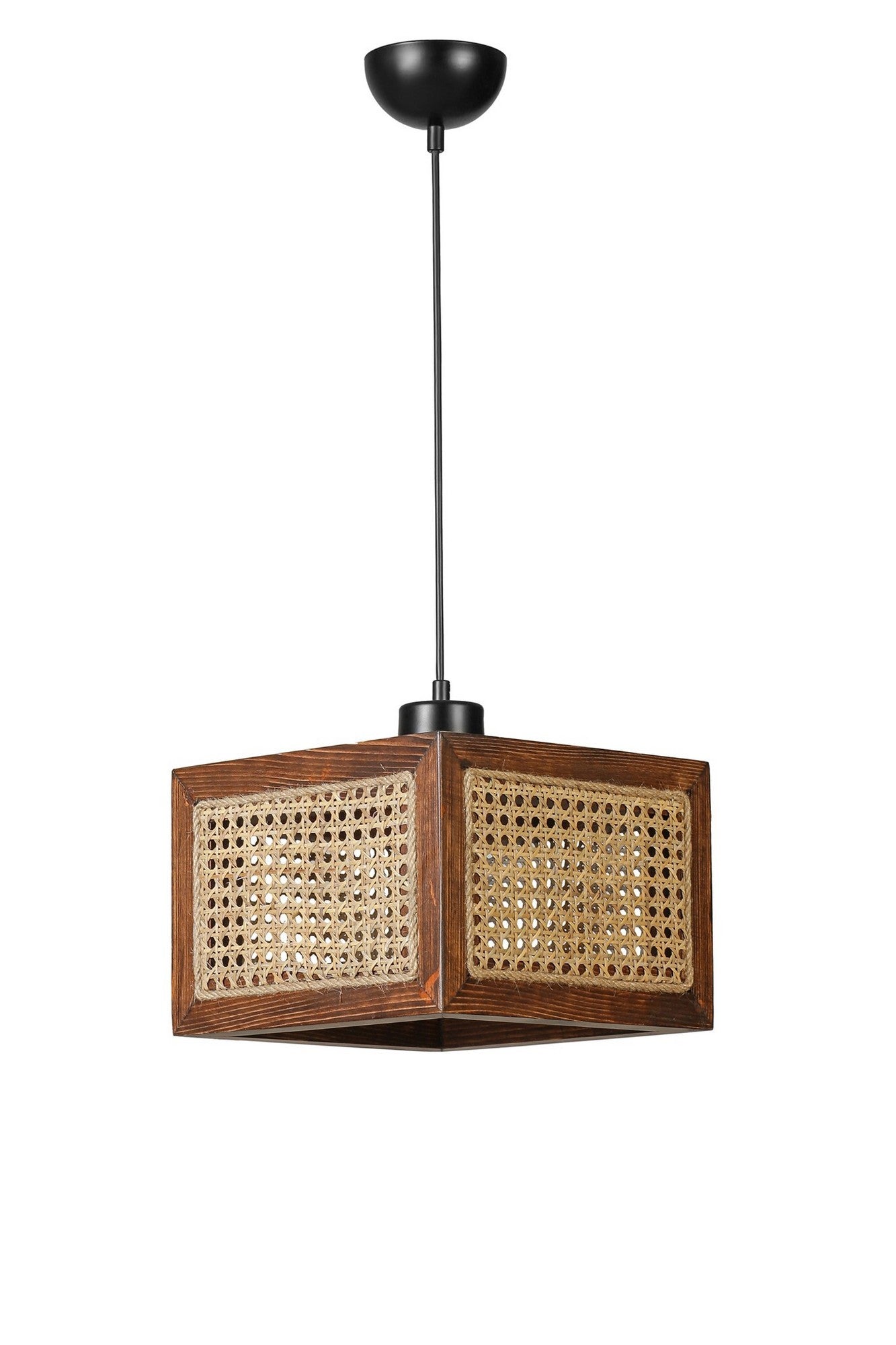 Candeeiro de Teto – 70 cm – Rattan e Nogueira – Madeira de Fir