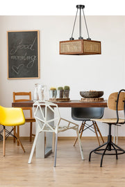 Candeeiro de Teto – 70 cm – Rattan e Nogueira – Madeira de Fir