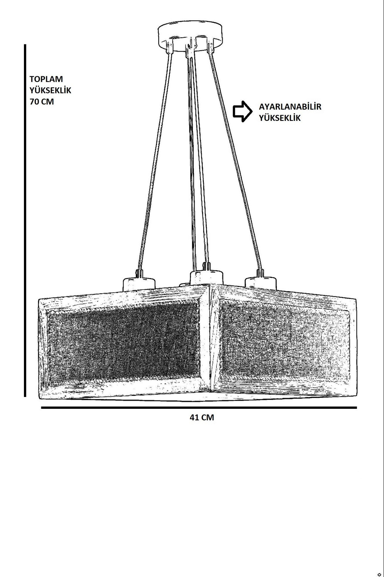 Candeeiro de Teto – 70 cm – Rattan e Nogueira – Madeira de Fir