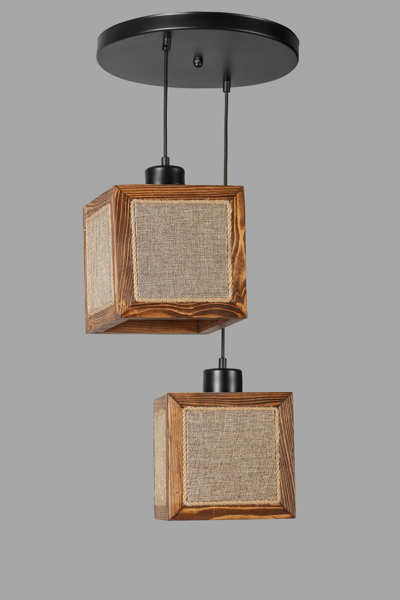 Candeeiro de Teto - 70 cm - Cor de Noz - Madeira de Fir