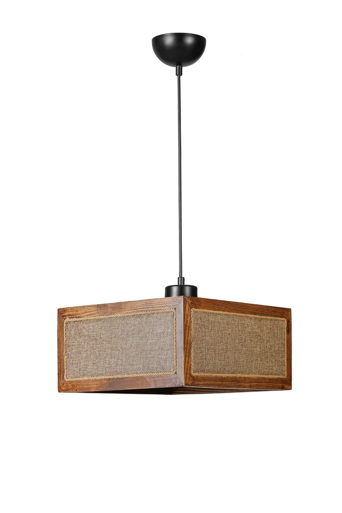 Candeeiro de Teto – 70 cm – Rattan, Noz, Preto – Madeira de Fir