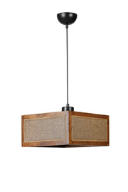 Candeeiro de Teto – 70 cm – Rattan, Noz, Preto – Madeira de Fir