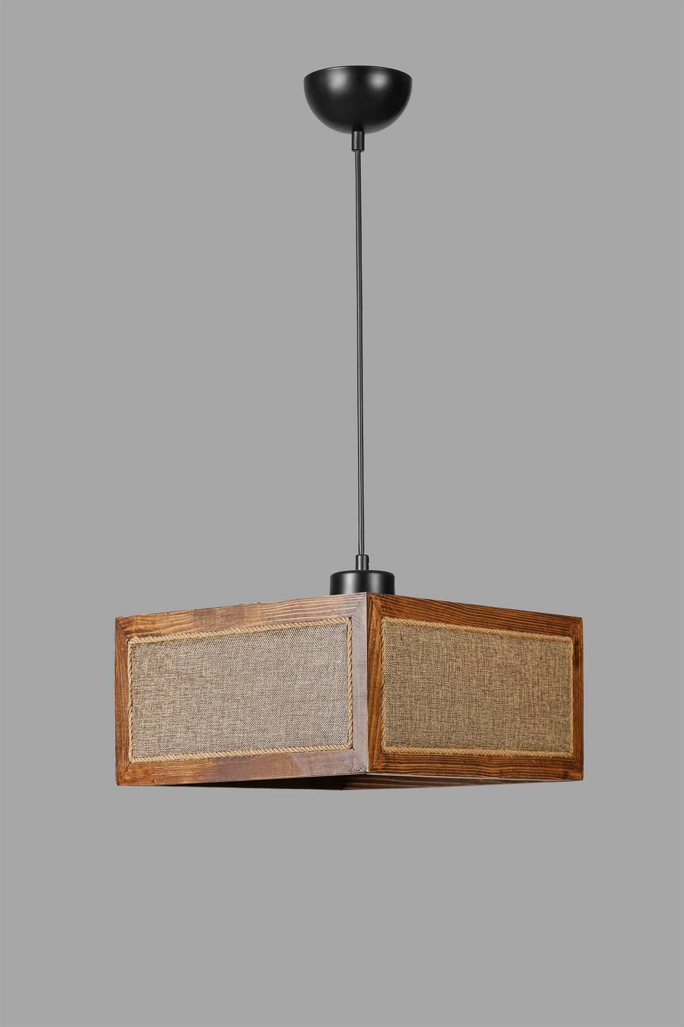 Candeeiro de Teto – 70 cm – Rattan, Noz, Preto – Madeira de Fir