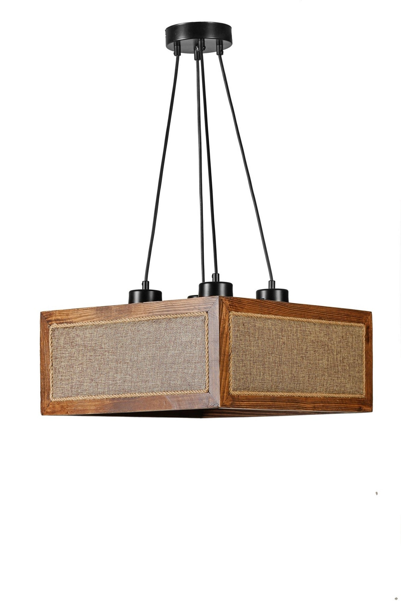 Candeeiro de Teto – 41 x 41 cm – Preto – Rattan e madeira de fir