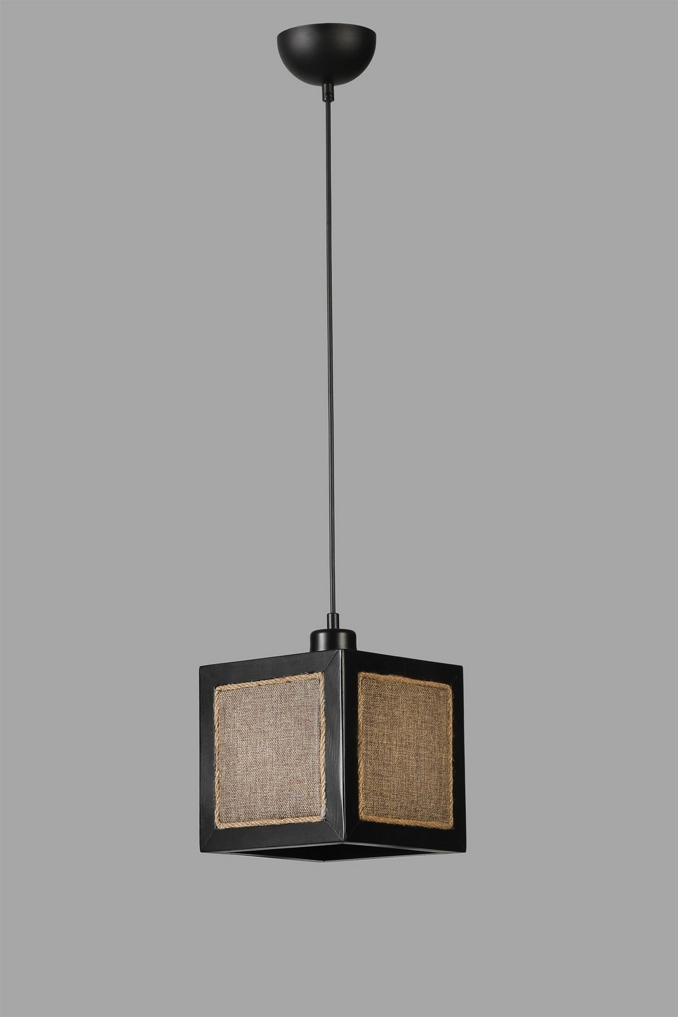 Candeeiro de Teto – 70 cm – Preto e Rattan – Madeira de Fir