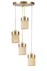 Candeeiro de Teto – 70 cm – Rattan e Dourado – Metal e Rattan